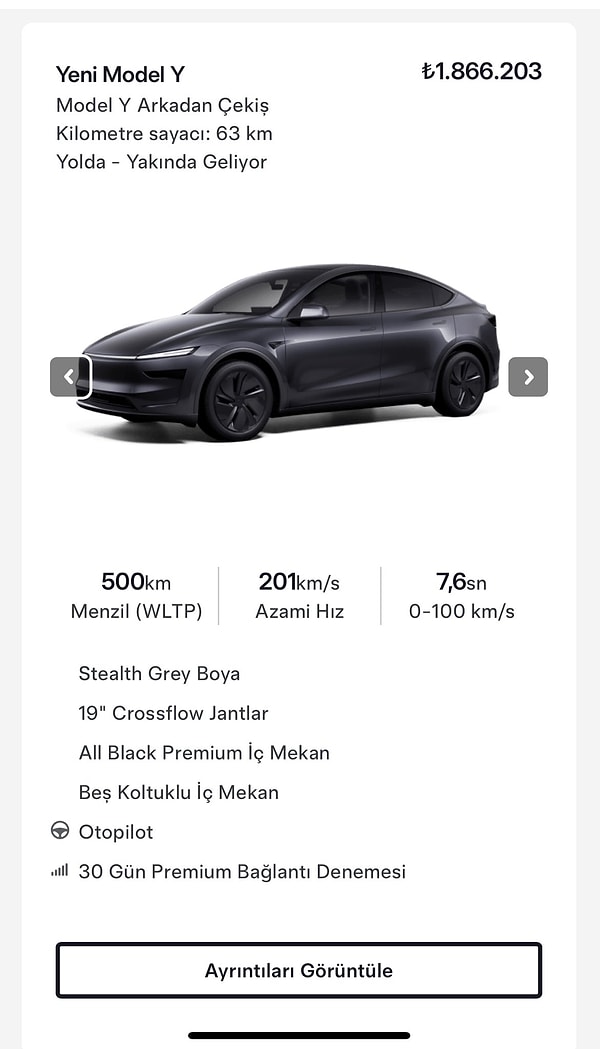 Satışa sunulan Yeni Model Y şöyle oldu 👇 Görseli