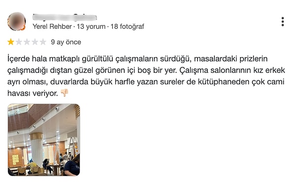 Dokuz ay önce yorum yapan başka bir kullanıcı ise kadın-erkek çalışma alanlarının da ayrı olduğunu belirtiyor.
