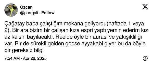 Bir başka kullanıcı da kendi Çağatay anısını döktü ortaya 👇