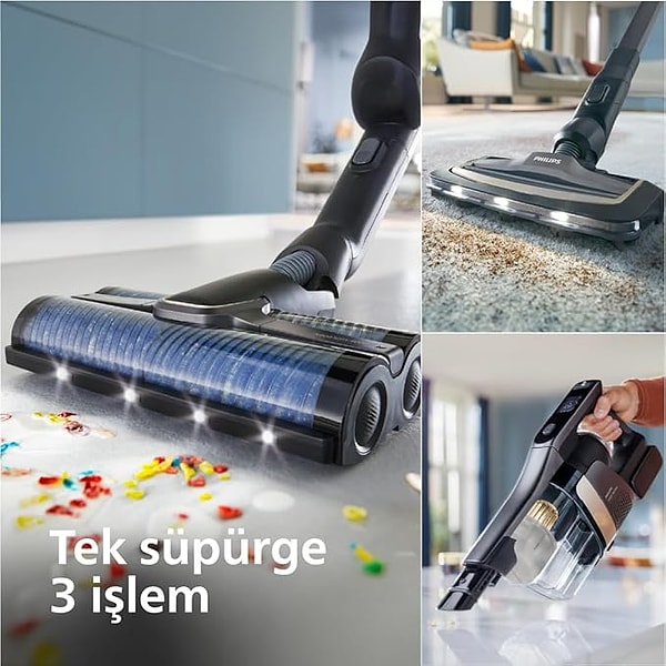 Yüksek emiş gücü ve akıllı su yönetim sistemiyle her zemini pırıl pırıl yapıyor. Kablosuz özgürlük, gelişmiş teknoloji ve modern tasarım, bu süpürgeyi evinizin vazgeçilmezi yapacak.