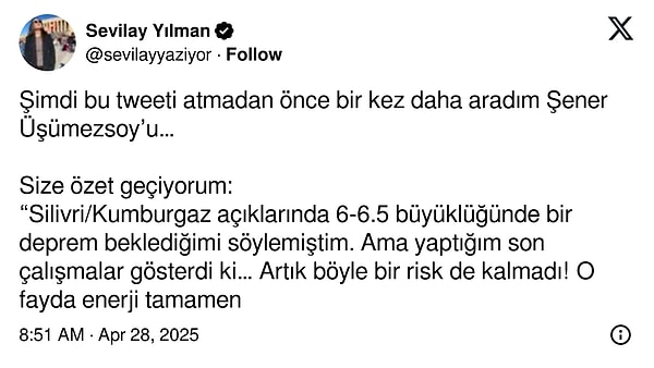 Sevilay Yılmaz’ın paylaşımı
