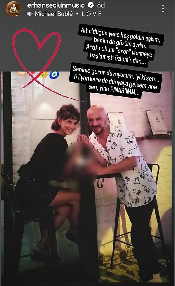 Pınar'ın eşi Erhan Seçkin'den destek gecikmedi. Görseli