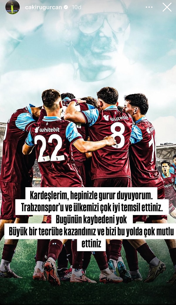 Trabzonspor'un kalecisi Uğurcan Çakır'ın sosyal medya paylaşımı 👇