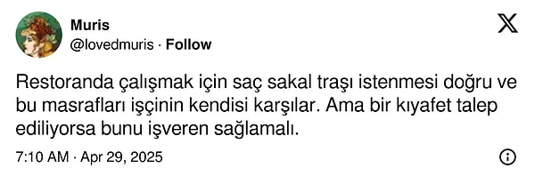 Kıyafeti işverenin ödemesi gerektiği savunuldu.