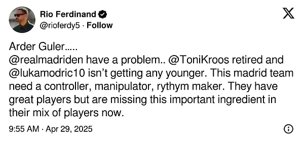 Rio Ferdinand'ın sosyal medya paylaşımı 👇 Görseli