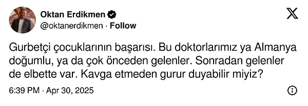 Paylaşımı yapan Erdikmen paylaşımının altına şöyle bir not ekledi.