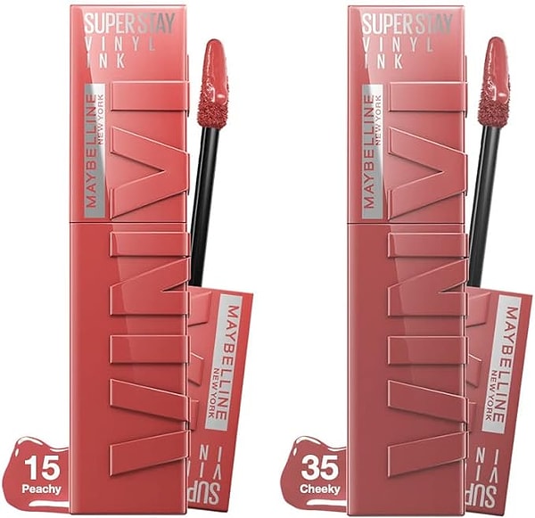 Maybelline Super Stay Vinyl Ink Ruj 15 Peachy + 35 Cheeky