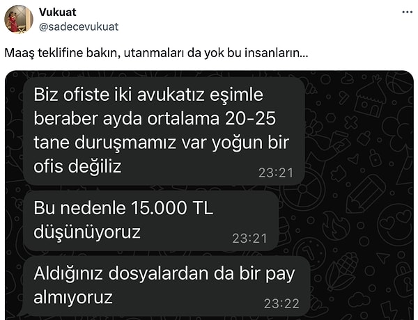 Paylaşım ve gelen teklif şöyle;