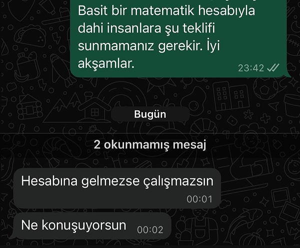 Yanıtın ardından işverenin karşılığı ise saygısızca bulundu.