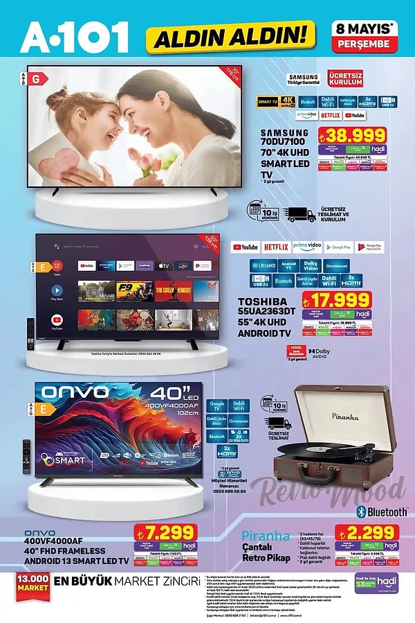 Samsung 70" 4K UHD Smart Led Tv 38.999 TL