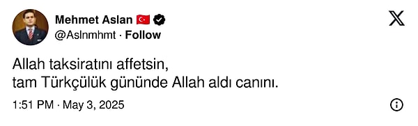 İşte Mehmet Aslan'ın tepki çeken paylaşımı: