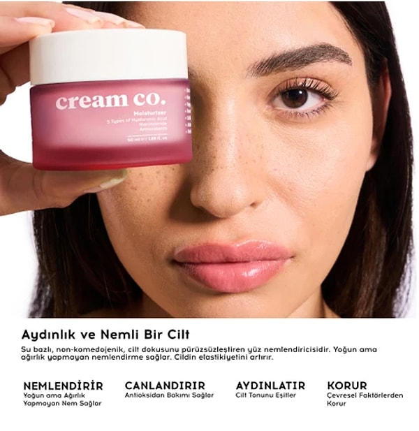 9. Cream Co. Moisturizer | Su Bazlı Nemlendirici Yüz Kremi Aydınlatıcı