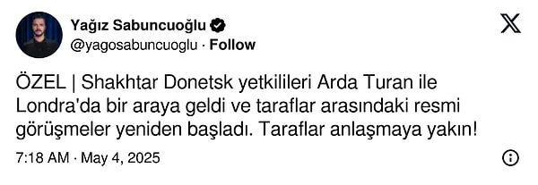 Yağız Sabuncuoğlu'nun haberi 👇