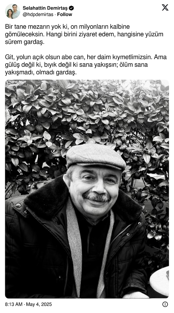 Selahattin Demirtaş’ın paylaşımı