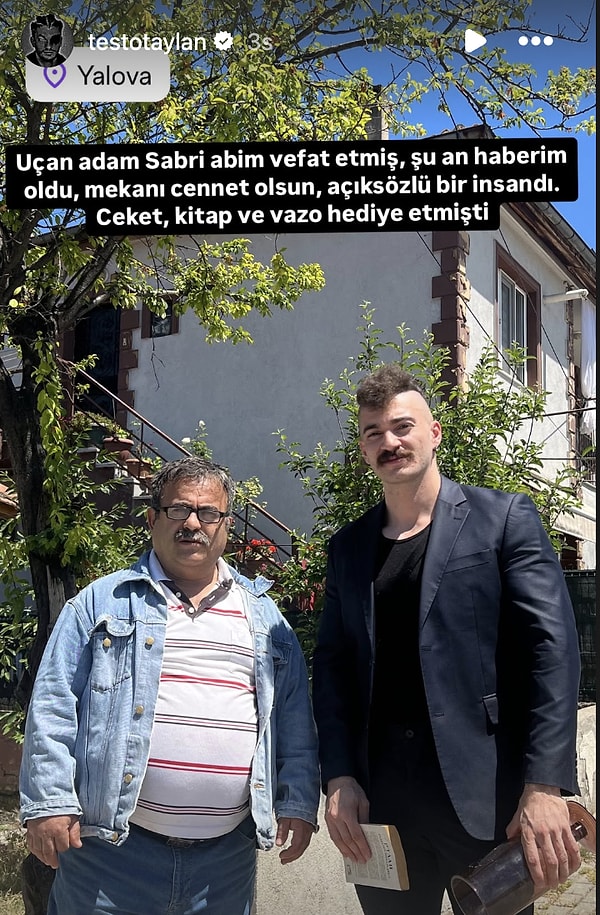 Uçan Adam Sabri'nin tekrar gündeme gelmesini sağlayan Testo Taylan ölüm haberini Instagram hesabından duyurdu.
