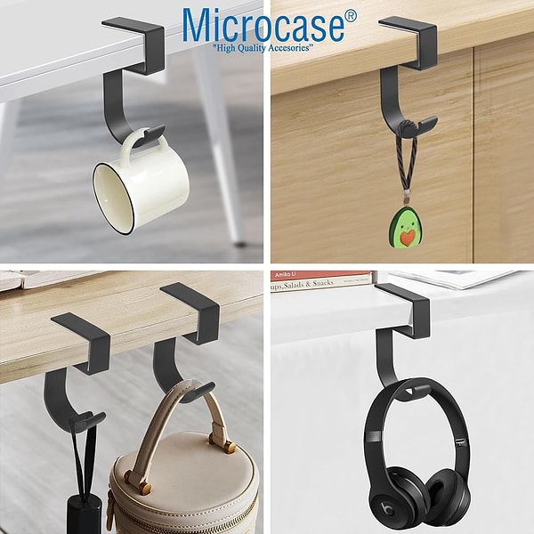 Microcase Masaya Monte Çanta/Kulaklık/Eşya Askısı – AL4787 Gri