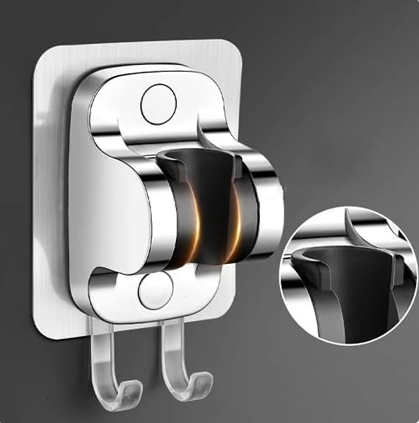 Mayaglory Yapışkanlı Duş Başlığı Tutucu (Chrome, Delme Yok)