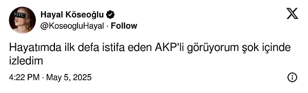 Oyuncu Hayal Köseoğlu da Ekrem Baki’nin istifasına tepkisiz kalmadı.👇 Görseli