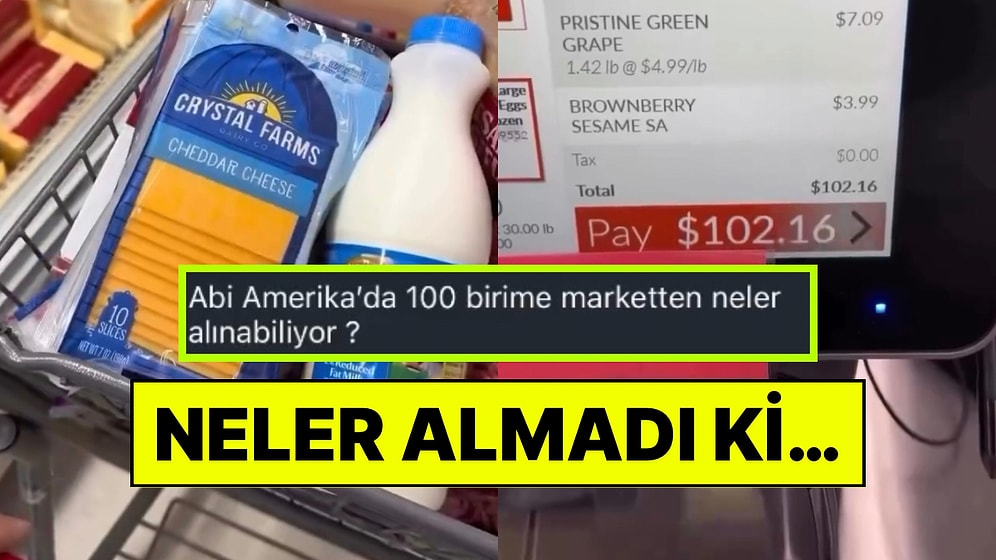 Amerika’da Yaşayan Bir Türk 100 Birim ile Marketten Neler Alabildiğini Gösterdi: “Dur Artık!”