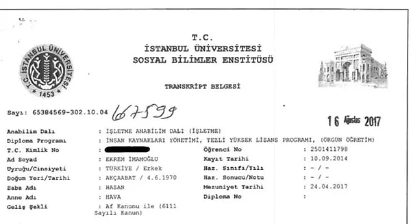 Bu kararın ardından İmamoğlu’nun diploması ile ilgili son bir gelişme yaşandı.