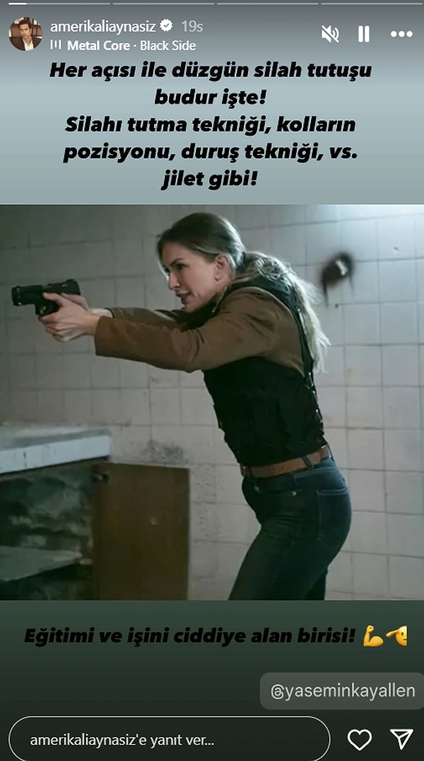 Erdal Kaya'dan Yasemin Kay Allen'ın silah tutuşuna övgüler yağdı. Sevgilisinin oyunculuğa verdiği emeği sözleriyle şahlandıran Kaya'nın paylaşımı dikkat çekti.