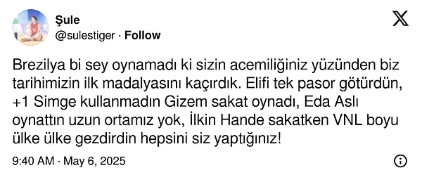 Sosyal medyada büyük dikkat çeken Santarelli'nin sözlerine voleybolseverler karşı çıktı. Yorumlardan birkaçı şöyle 👇
