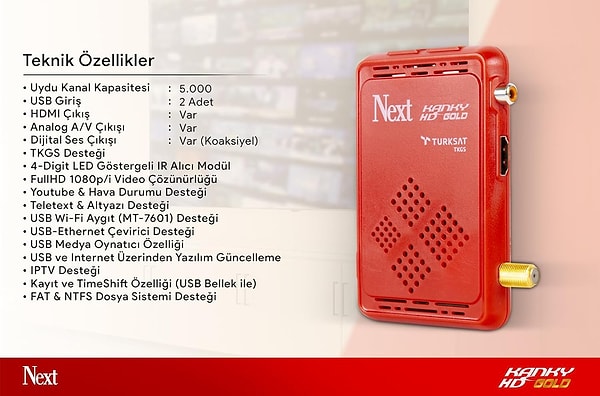 Next Kanky Full HD Gold Uydu Alıcısı Görseli