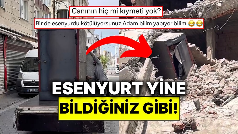 Esenyurt’ta Bir Adam Ürettiği Deprem Kabinine Girerek Yıkımına Karar Verilen Bir Binada Denedi!