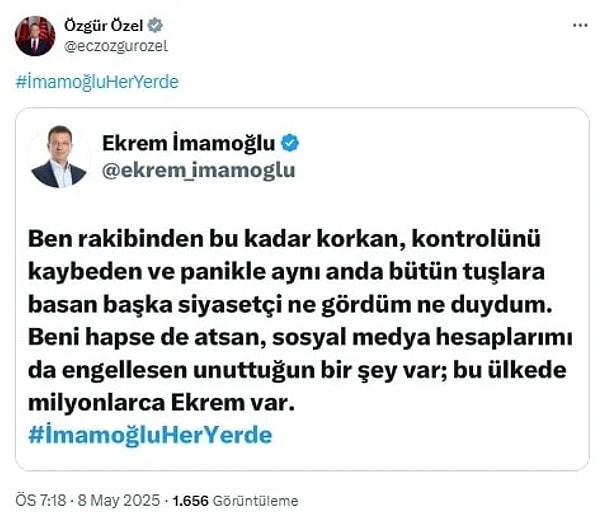 İşte o paylaşım: