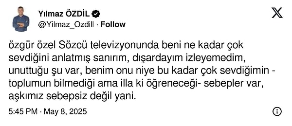 Yılmaz Özdil ise X hesabından peş peşe yanıtlar verdi.