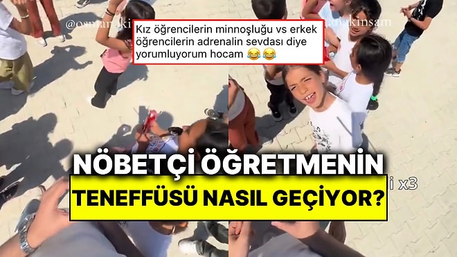 Nöbetçi Öğretmen Teneffüsün Nasıl Geçtiğini Kaydetti: Ortaya Çıkan Görüntüler Tebessüm Ettirdi