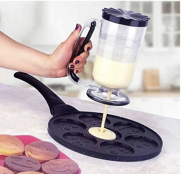 Pankek Dağıtıcı Hamur Porsiyonlayıcı Şekillendirici 900 ml Dökme Aparatı