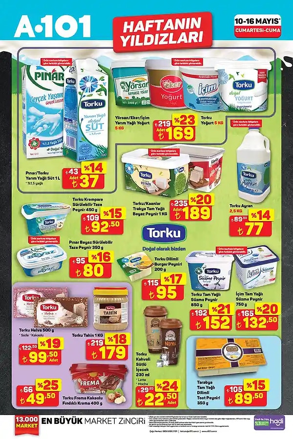Pınar / Torku Yarım Yağlı Süt 1 Litre 37 TL