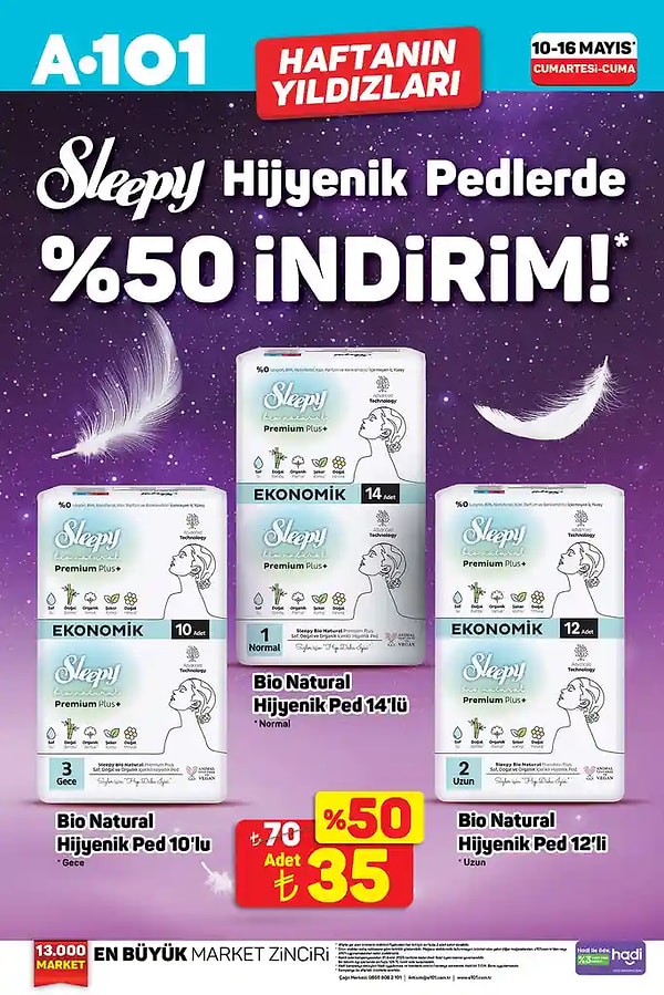 Sleepy Hijyenik Pedlerde %50 indirim