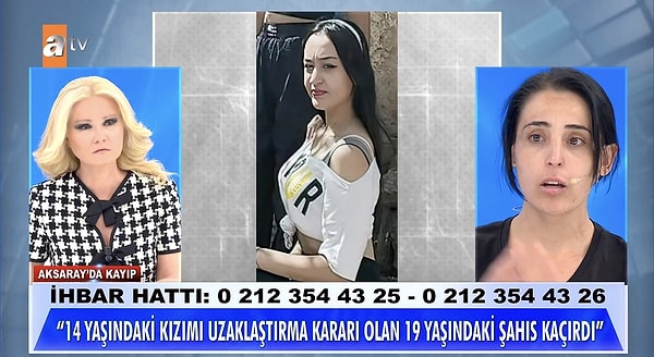 Müge Anlı bugün 14 yaşındaki Irmak'ı bulmak için gelen annesi Alev Hanım'ı canlı yayında konuk etti.