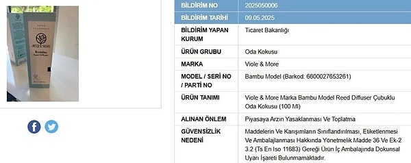 Bu oda kokusu yanık ve yaralanmaya neden olabilir. Görseli