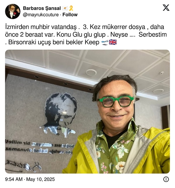 Ünlü modacı Barbaros Şansal, serbest bırakıldı. Görseli