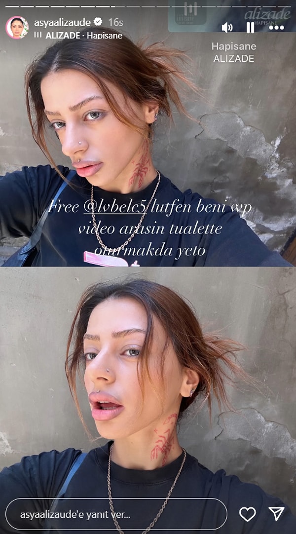 Alizade, deren Freund im Gefängnis sitzt, unterstützte ihn bei seinen Posts.