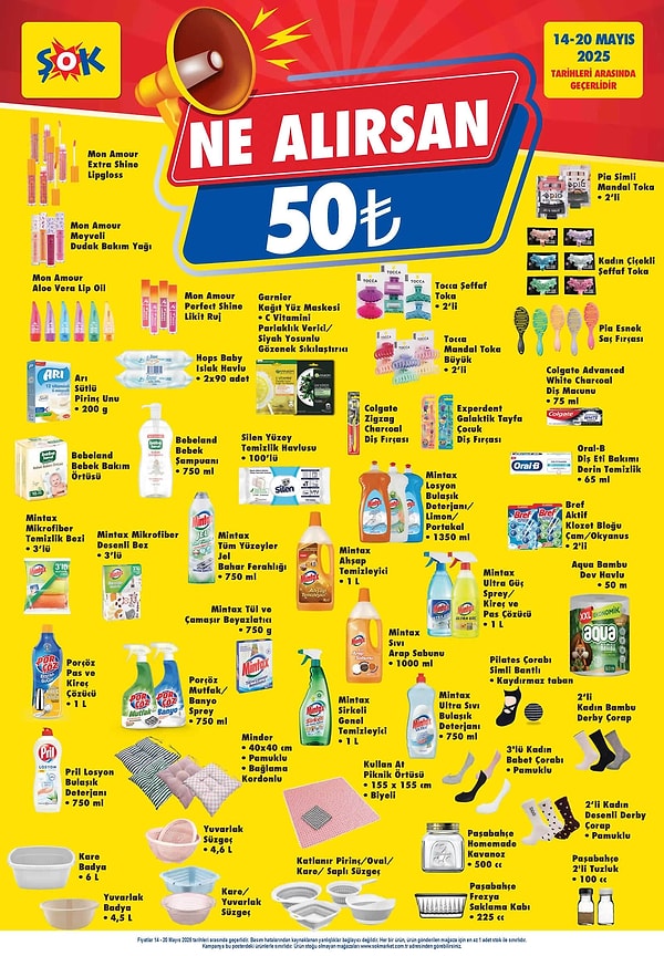 Şok 50 TL ürünleri