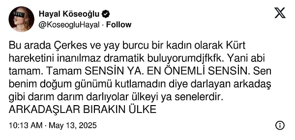 Hayal Köseoğlu’nun paylaşımı 👇 Görseli