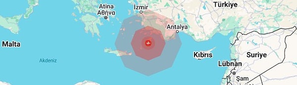 AFAD, Muğla Datça'da saat 01:51'de deprem meydana geldiğini duyurdu. Görseli