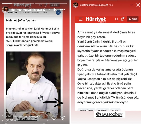 Mehmet Şef bu tartışmalar sonrası ilk kez sessizliğini bozarak bir paylaşımda bulundu.
