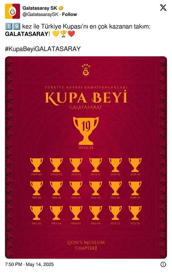 Galatasaray'ın paylaşımı