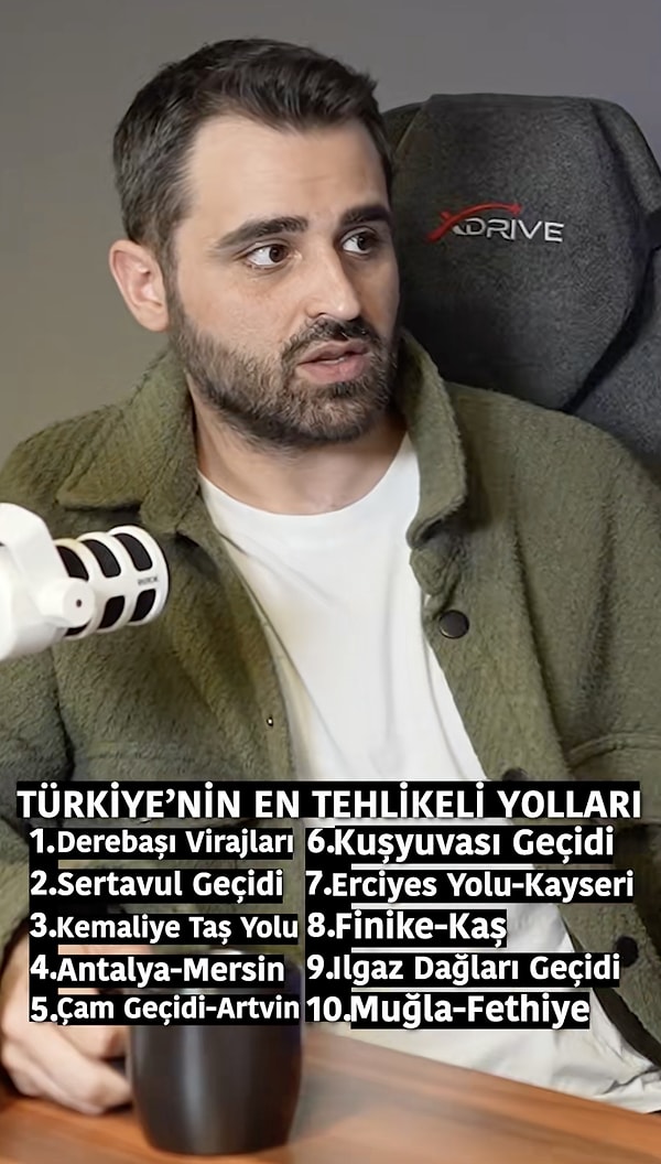 @grimeselelerpodcast, paylaştığı videoda Türkiye'nin en tehlikeli yollarını açıkladı. Görseli