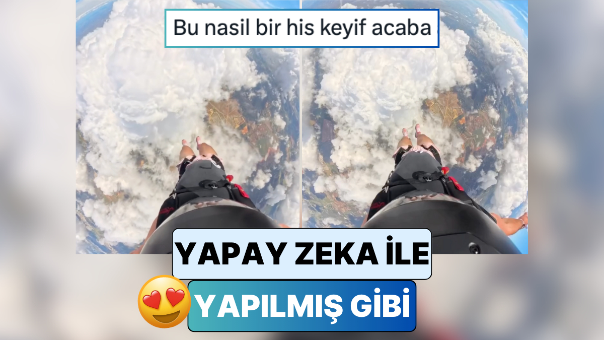 Muhteşem An! Paraşütle Bulutların İçinde Süzülen Ekstrem Sporcu Büyüledi