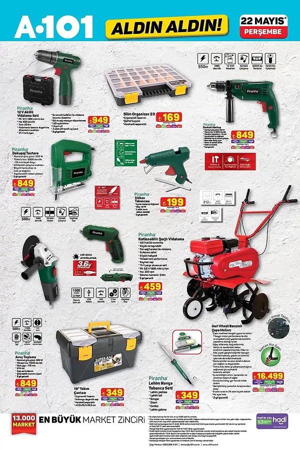 Piranha 12V Akülü Vidalama Seti 949 TL