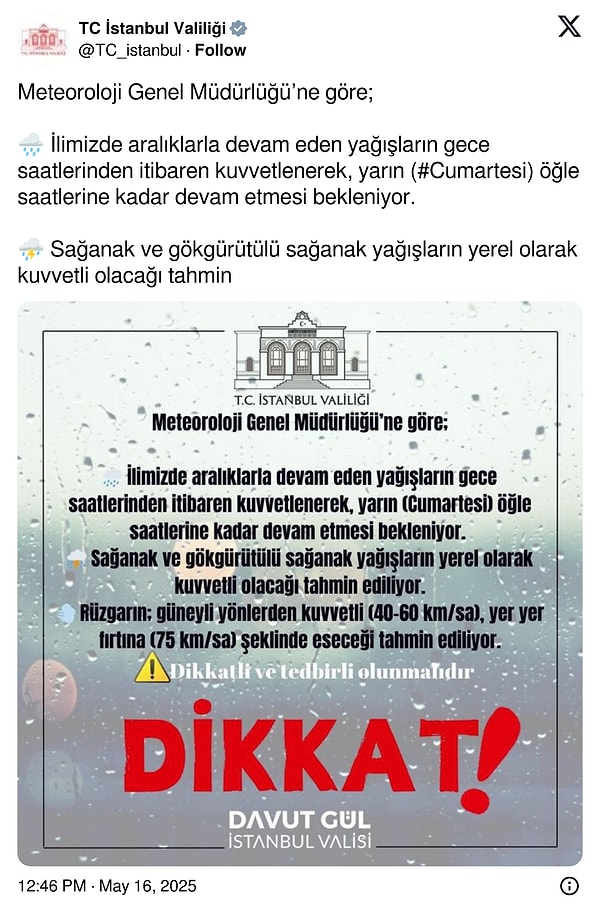 Bir uyarı da İstanbul Valiliği'nden: