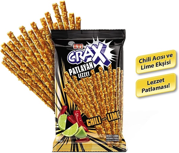 Eti Crax Patlayan Lezzet Chili Lime Çubuk Kraker