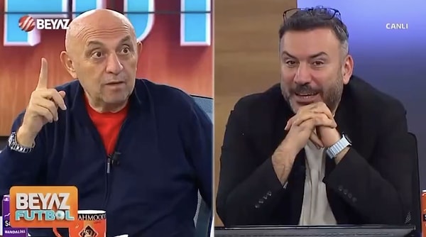'Beyaz Futbol' programının canlı yayında Uzak Şehir'in senaristine seslenen Engin "Senaristten bir şey rica ediyorum, bak dinle beni" diyerek konuya girdi. Görseli