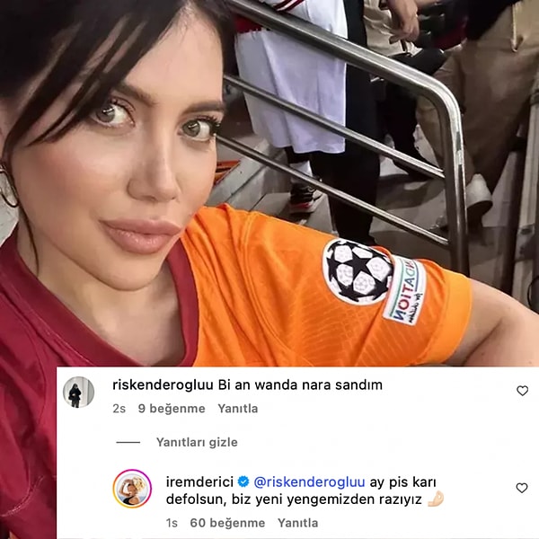Paylaştığı pozlarda bir kullanıcı tarafından Wanda Nara'ya benzetilen İrem Derici, her zaman olduğu gibi bugün de kendini tutamadı.